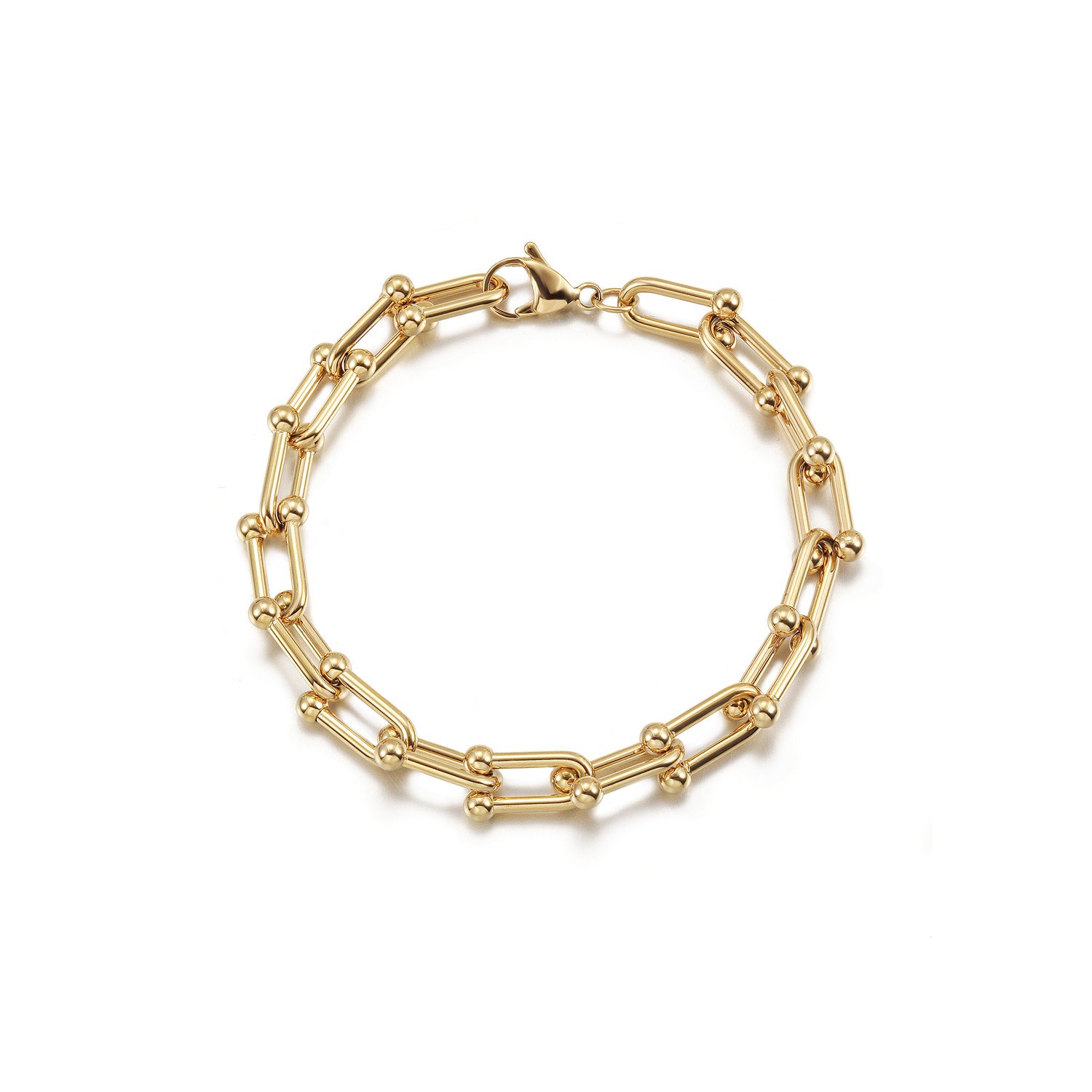 LE CHEVAL BRACELET featuring interlocking magnet-shaped metal design, elegantly displayed in a gift box.