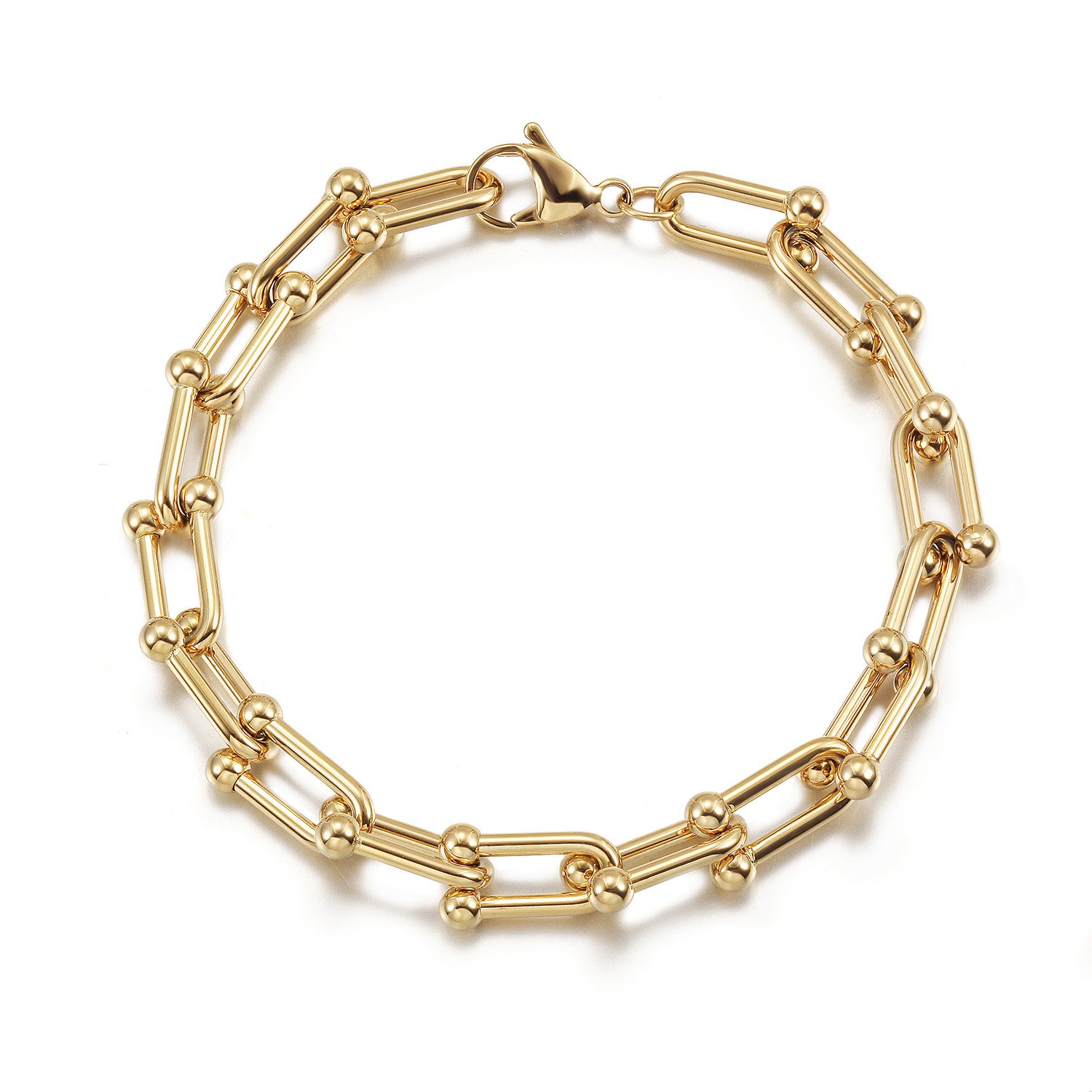 LE CHEVAL BRACELET featuring interlocking magnet-shaped metal design, elegantly displayed in a gift box.