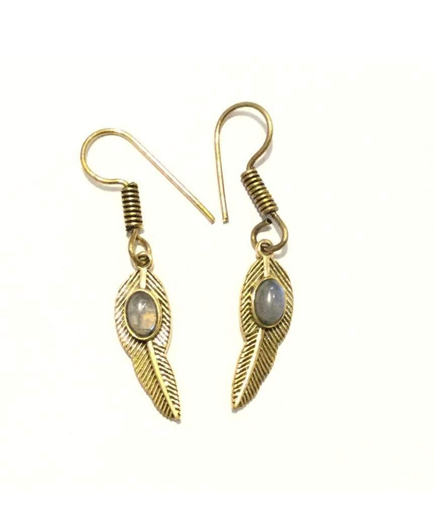 Elegant Leaf Dangling Earrings handmade in England, featuring a beautiful design with hypoallergenic materials.