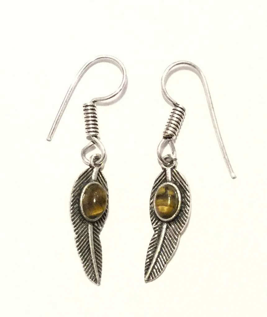 Elegant Leaf Dangling Earrings handmade in England, featuring a beautiful design with hypoallergenic materials.