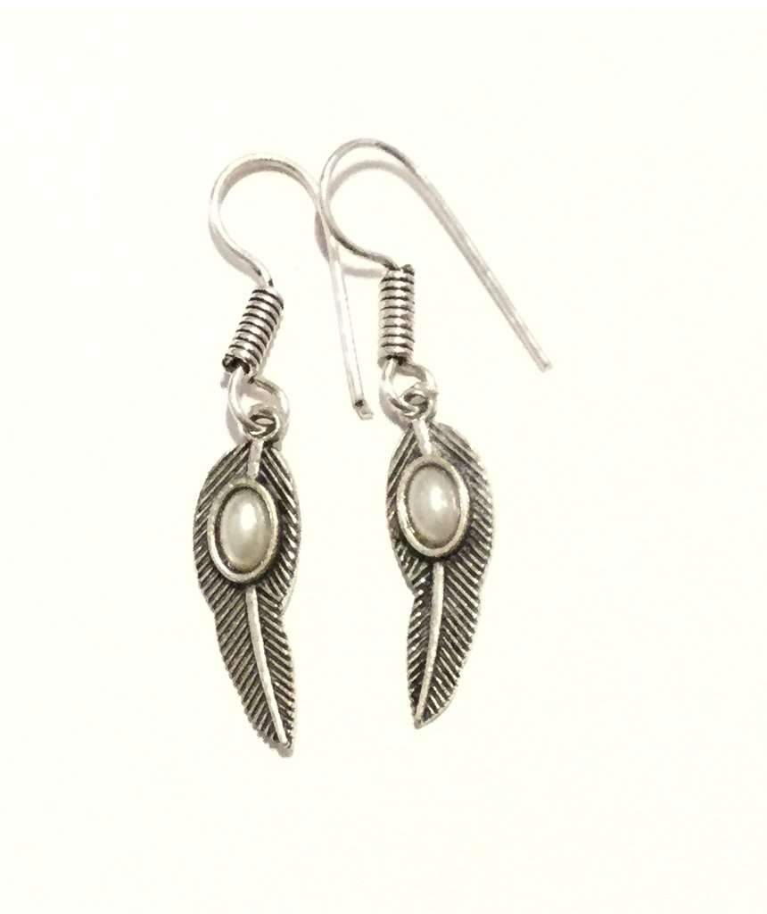 Elegant Leaf Dangling Earrings handmade in England, featuring a beautiful design with hypoallergenic materials.