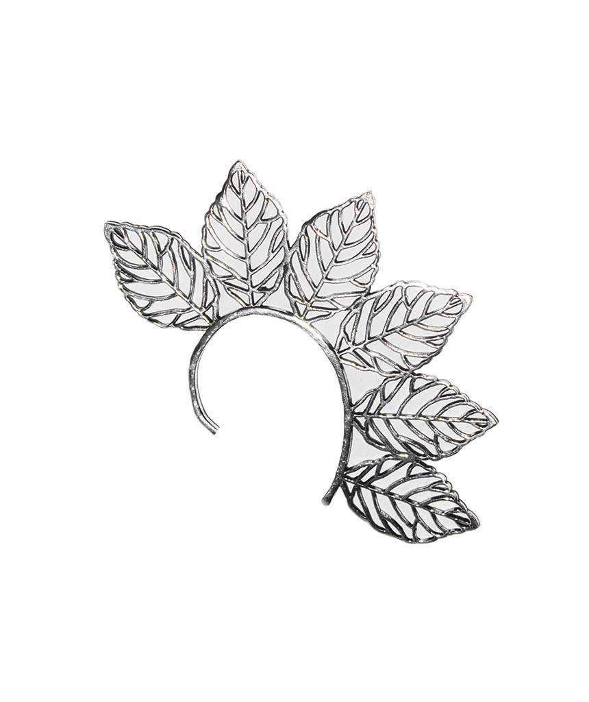 A detailed view of the Leaf Ear Cuff showcasing its intricate leaf design, made from hypoallergenic materials, perfect for sensitive skin.