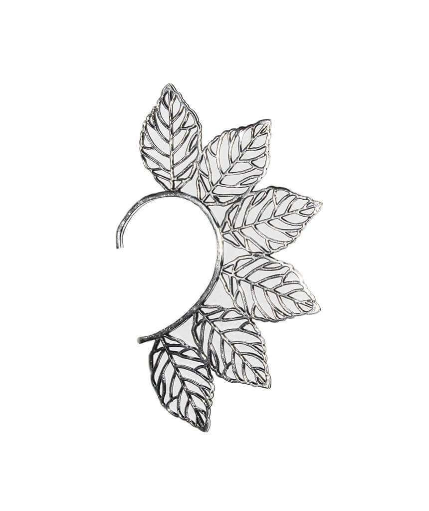 A detailed view of the Leaf Ear Cuff showcasing its intricate leaf design, made from hypoallergenic materials, perfect for sensitive skin.