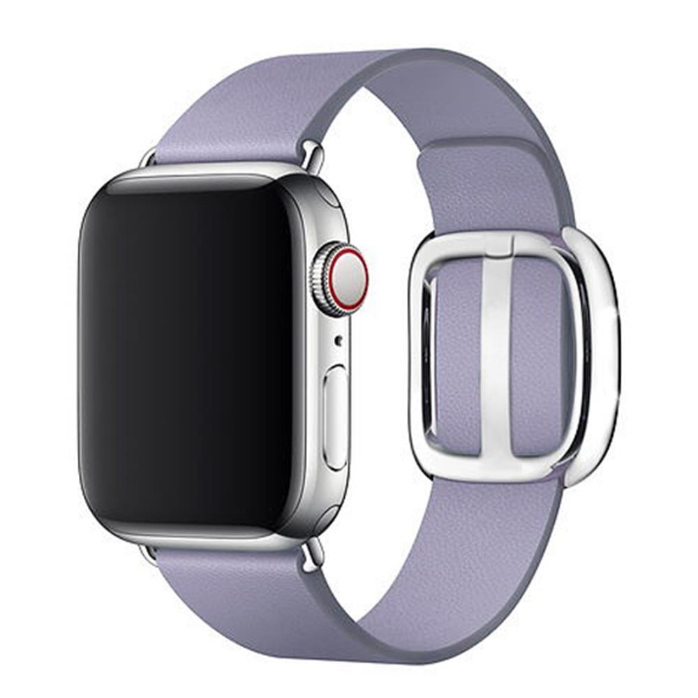 Leather Modern buckle strap for Apple Watch in various colors, showcasing its elegant design and genuine leather material.