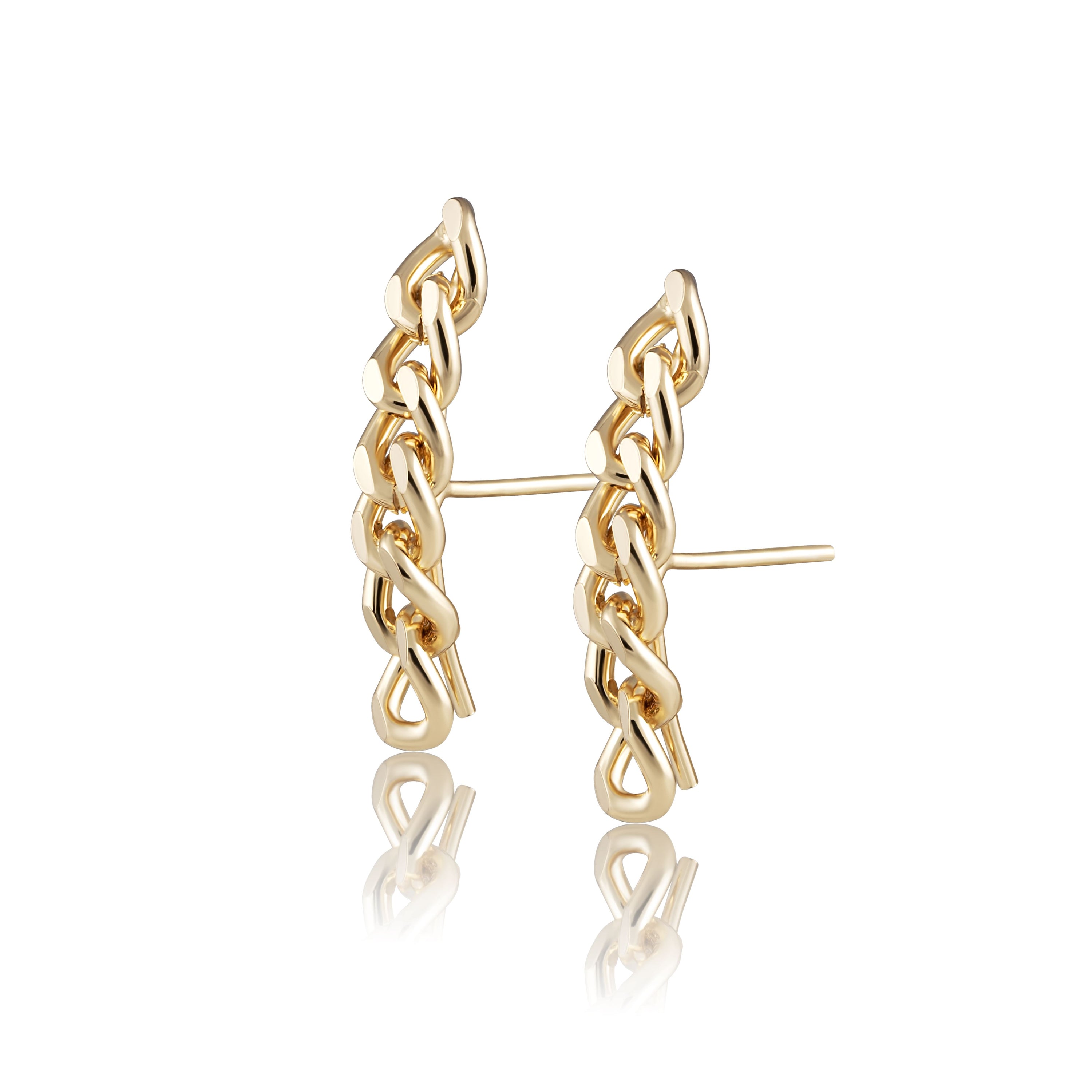 Elegant Leila Cuban Link Earrings made of 18k gold filled material, showcasing a stylish design with a luxurious finish.