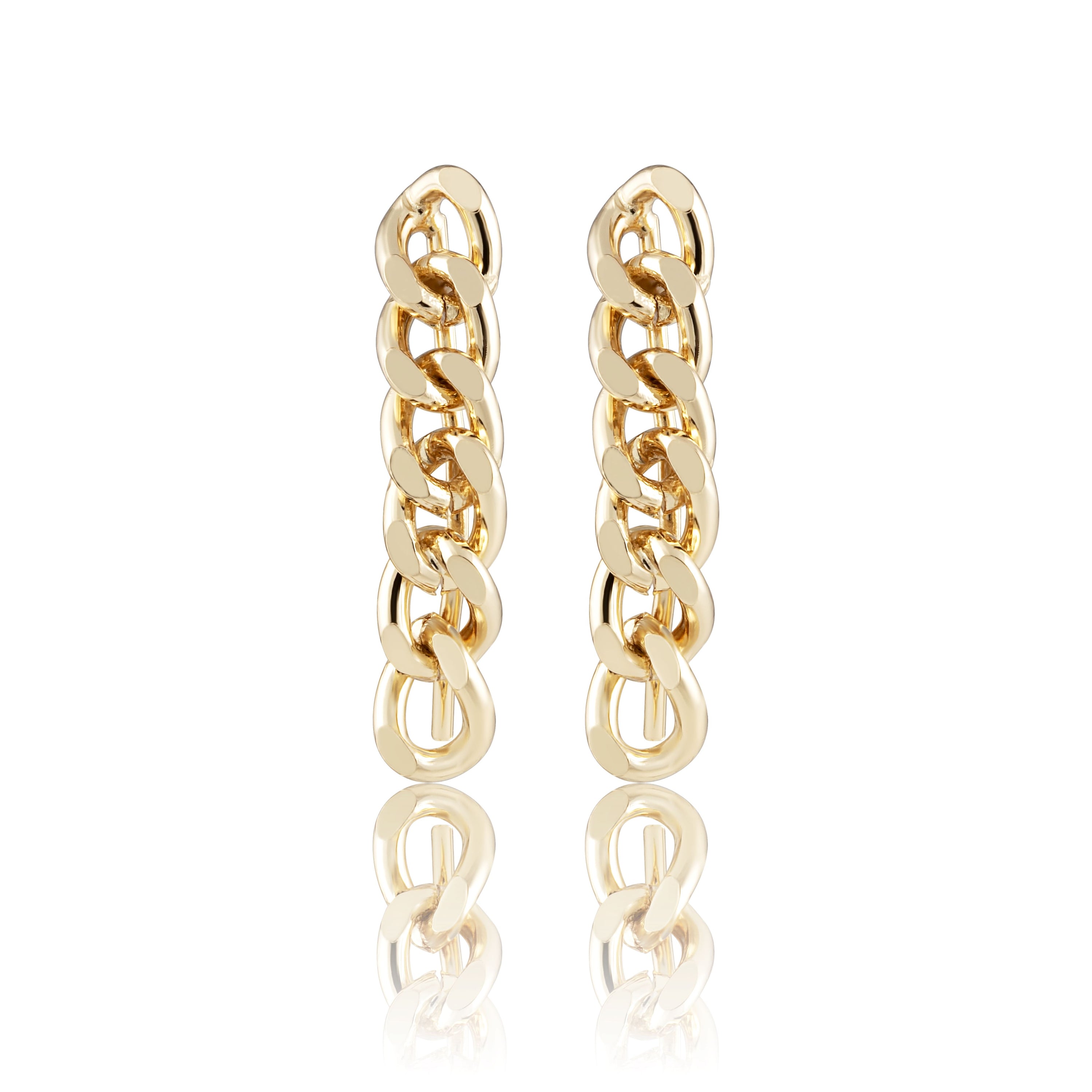 Elegant Leila Cuban Link Earrings made of 18k gold filled material, showcasing a stylish design with a luxurious finish.