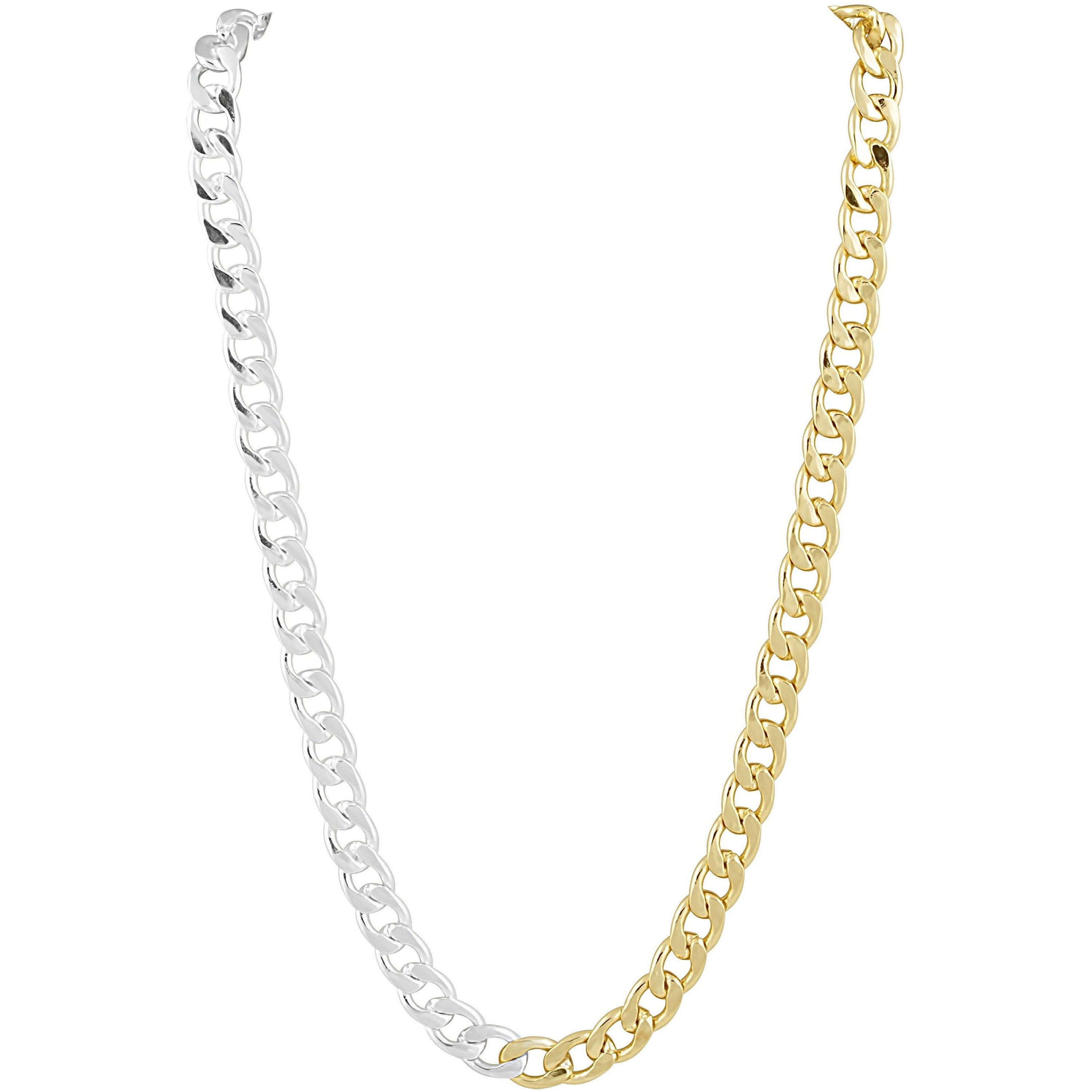 Leila Link Necklace in two-tone design, featuring a 15-inch length with a 4-inch extender, elegantly displayed on a soft background.