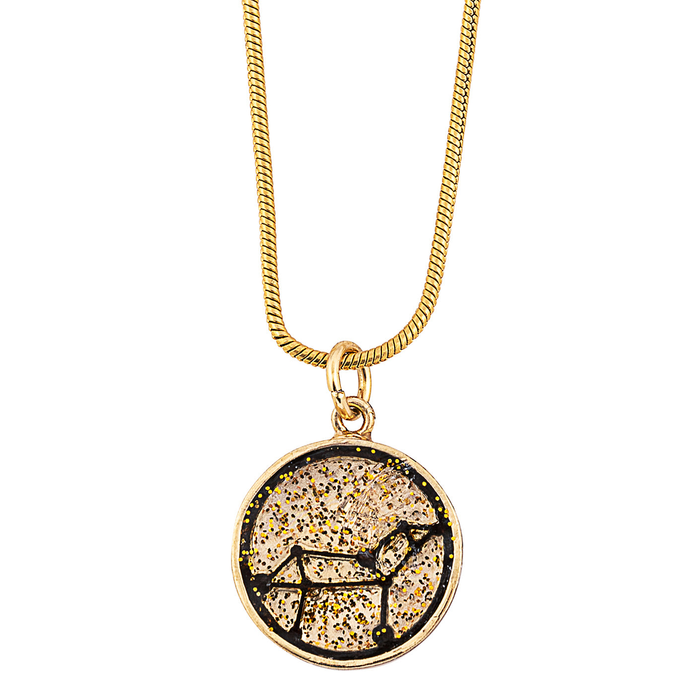 Leo Zodiac Sign Sustainable Necklace made from recycled wood and plant resin, featuring a gold plated brass pendant and chain.