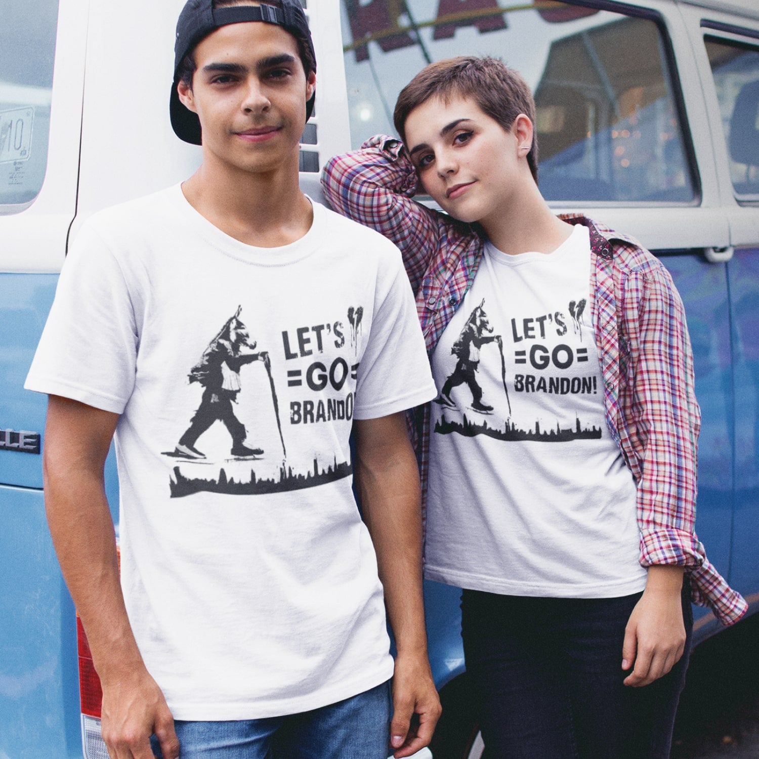 Let's Go Brandon Heavy Cotton T-Shirt featuring a classic text design, perfect for casual wear.