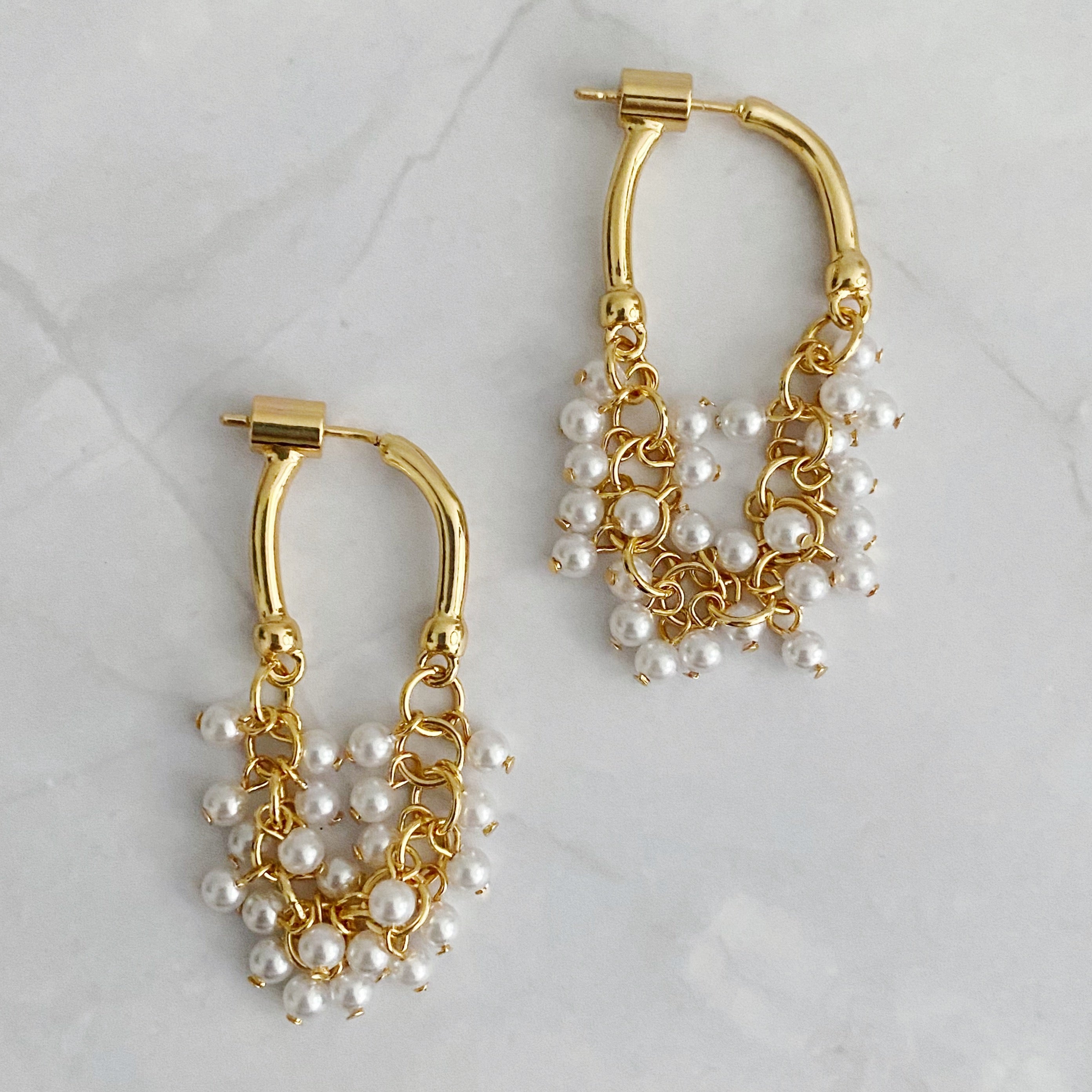 Elegant Let's Wrap It Up Earrings featuring draped beads in gold plating, perfect for any occasion.