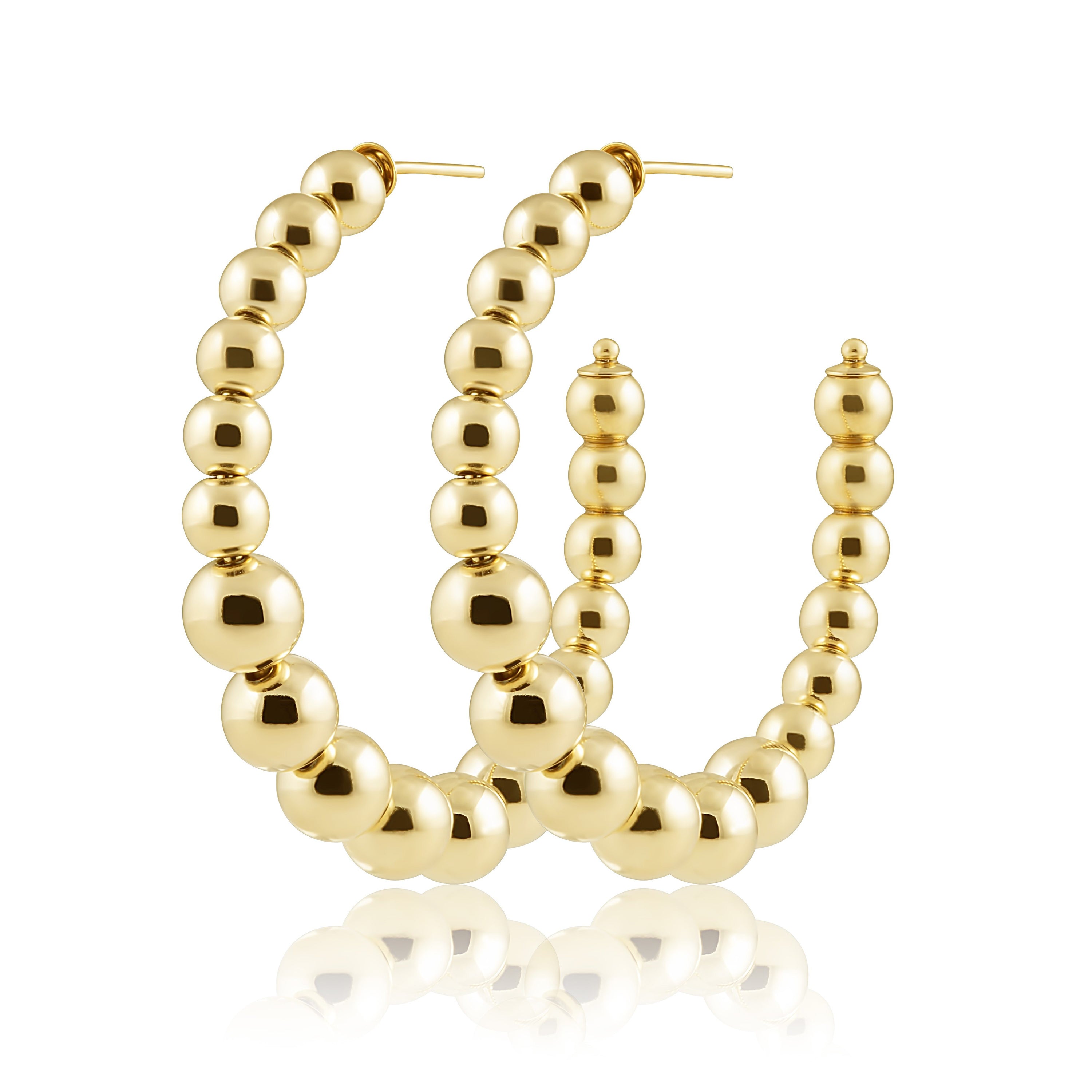 Lia Beaded Hoop earrings in 18k gold-filled material, showcasing a lightweight and elegant design.