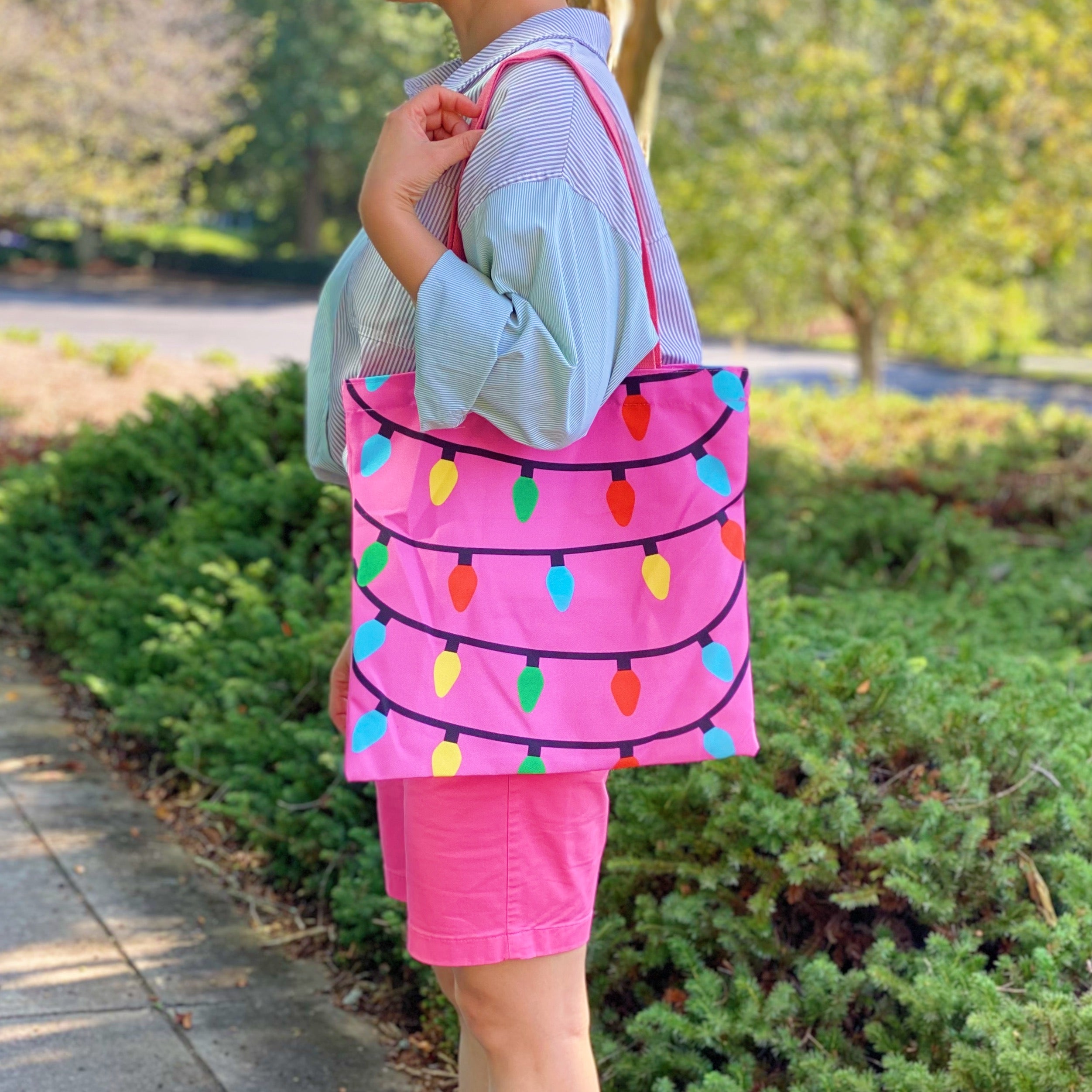 Light Up The Joy Canvas Tote featuring a bright, cheerful design, spacious interior, and durable shoulder straps, perfect for everyday use.