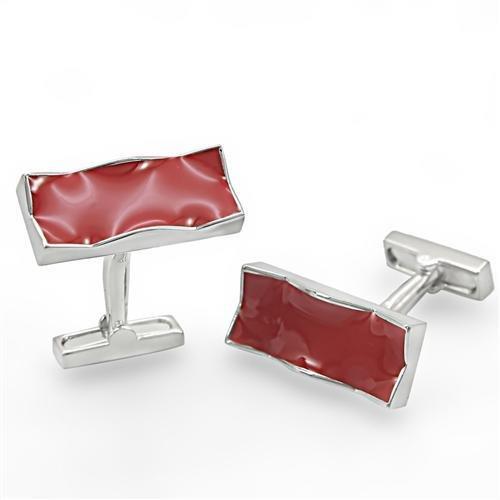 Rhodium brass cufflink with a sleek, minimalist design, featuring a shiny finish and no stone, perfect for formal wear.