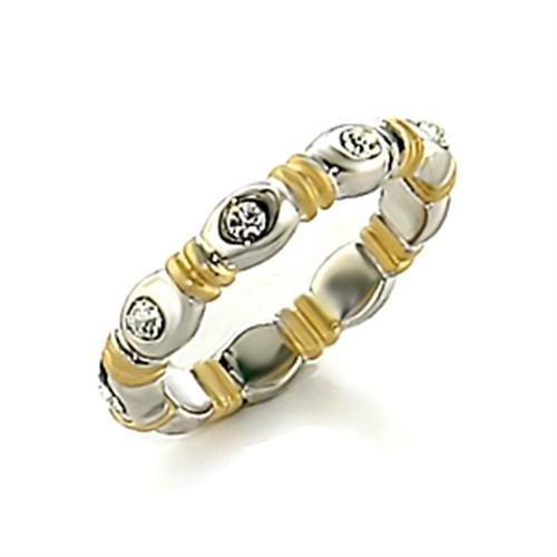 LO148 Matte Gold and Rhodium Brass Toe Ring featuring a clear top-grade crystal, elegantly designed for stylish wear.