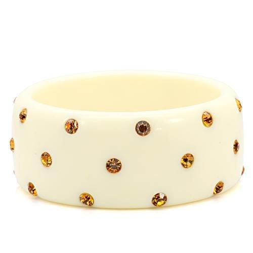 LO1908 Resin Bangle featuring a sparkling Top Grade Crystal in Topaz, showcasing an elegant design.