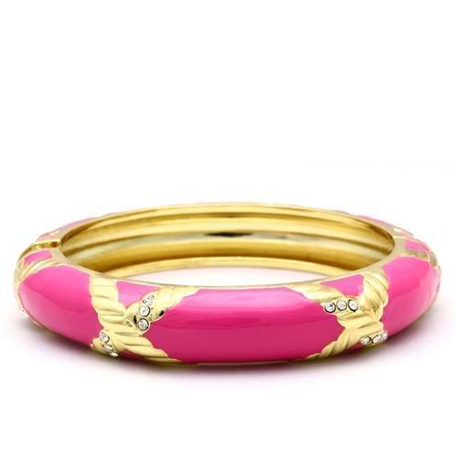 LO1957 Gold White Metal Bangle featuring a clear top-grade crystal, showcasing its elegant design and luxurious finish.