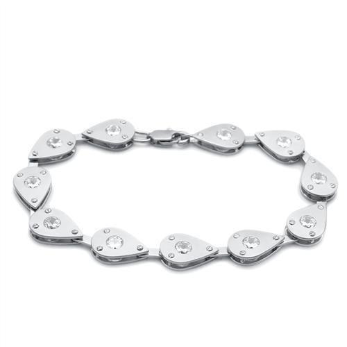 Matte Rhodium & Rhodium Brass Bracelet featuring AAA Grade Clear CZ stone, showcasing a modern and elegant design.