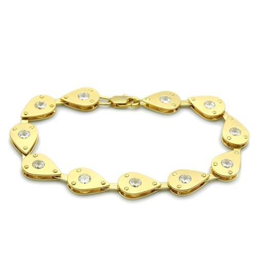 LO2015 Matte Gold & Gold Brass Bracelet featuring AAA Grade CZ stone in clear, showcasing its elegant design and luxurious finish.