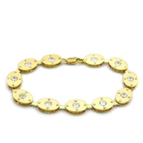 LO2018 Matte Gold & Gold Brass Bracelet featuring AAA Grade Clear CZ stone, showcasing its elegant design and luxurious finish.