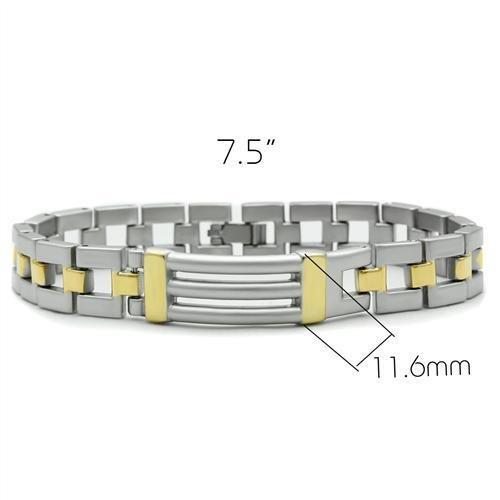 LO2030 Matte Rhodium & Gold White Metal Bracelet, showcasing its elegant design and matte finish.