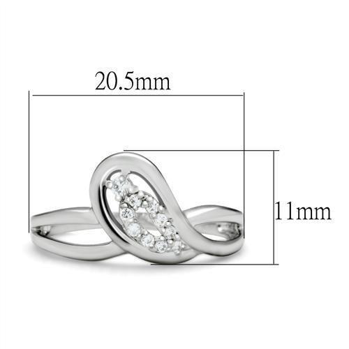 LO2051 Rhodium Brass Ring featuring a clear AAA Grade CZ stone, showcasing its elegant design and luxurious finish.