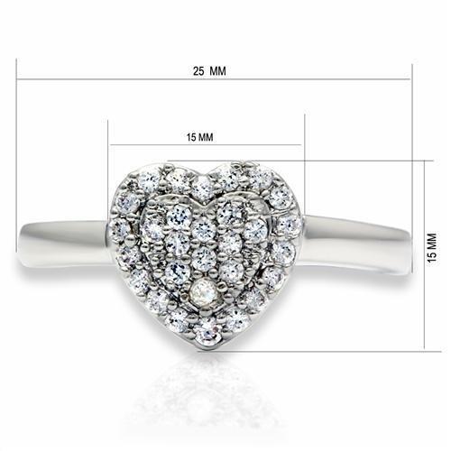 LO2056 Rhodium Brass Ring featuring a clear AAA Grade CZ stone, showcasing its elegant design and luxurious finish.