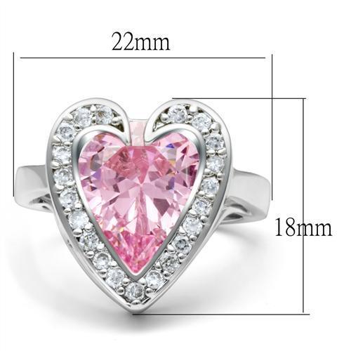 LO2087 Rhodium Brass Ring featuring AAA Grade CZ in rose color, showcasing its elegant design and sparkling center stone.