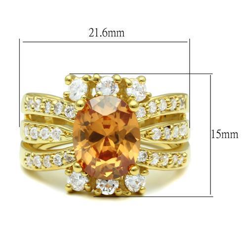 Gold brass ring featuring a champagne AAA Grade CZ stone, elegantly designed for a luxurious look.