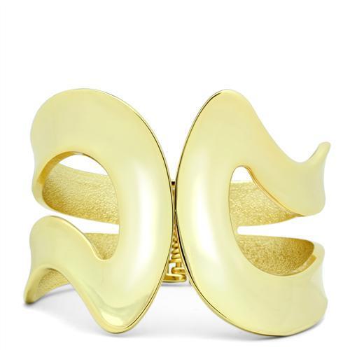 LO2124 Flash Gold White Metal Bangle, elegant design with a shiny gold finish, no stones, perfect for stacking or wearing alone.