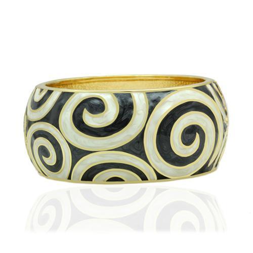 LO2126 Flash Gold White Metal Bangle with Epoxy, showcasing a sleek design and elegant finish.