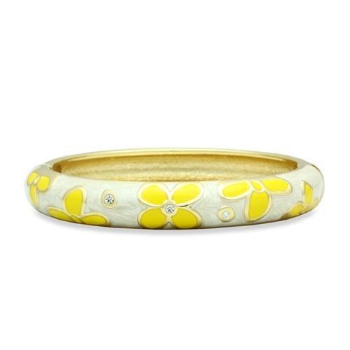 LO2141 Flash Gold White Metal Bangle featuring a clear top-grade crystal, showcasing elegance and style.