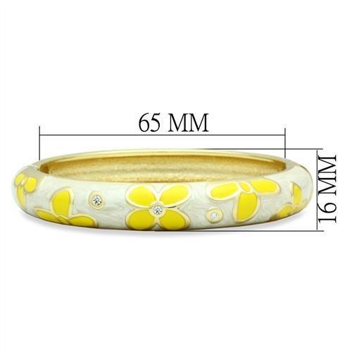 LO2141 Flash Gold White Metal Bangle featuring a clear top-grade crystal, showcasing elegance and style.