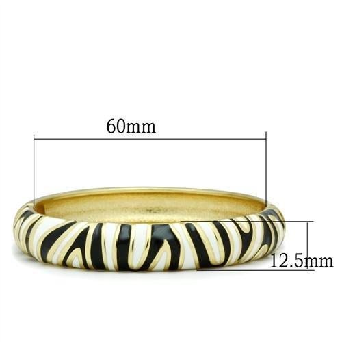 LO2152 Flash Gold White Metal Bangle with Epoxy design, showcasing a sleek and elegant look without any stones.