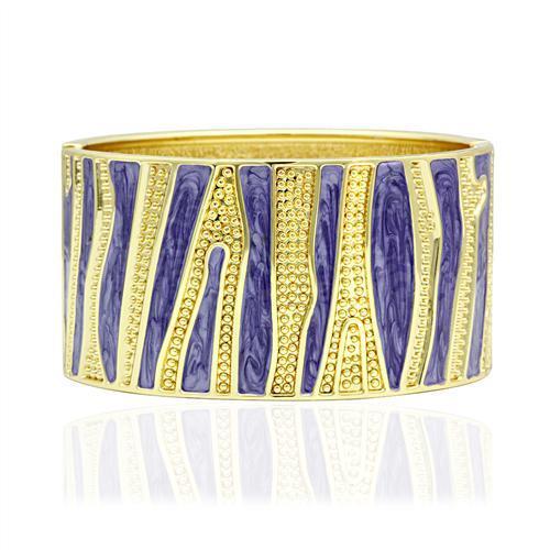 LO2118 Flash Gold White Metal Bangle with Epoxy, showcasing a sleek design and elegant finish.