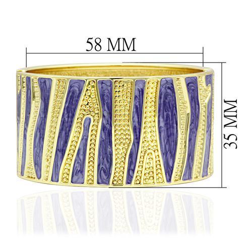 LO2118 Flash Gold White Metal Bangle with Epoxy, showcasing a sleek design and elegant finish.