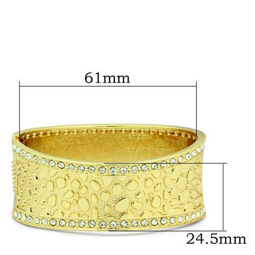 LO2119 Flash Gold White Metal Bangle featuring a clear top-grade crystal, showcasing its elegant design and luxurious finish.