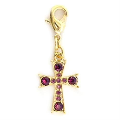 LO231 Gold Brass Pendant featuring a top-grade amethyst crystal, elegantly designed for stylish wear.