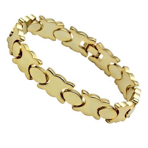 LO2424 Gold Brass Bracelet with a sleek, minimalist design, featuring a luxurious gold finish and no stone embellishments.