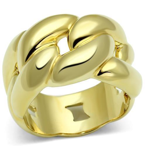 LO2491 Gold Brass Ring with a sleek design, featuring a shiny gold finish and no center stone, perfect for minimalist jewelry lovers.