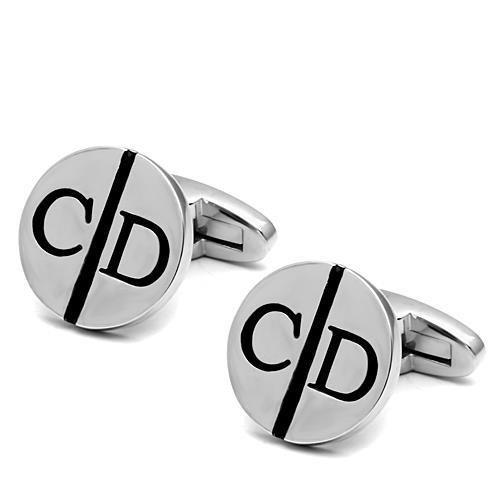 Rhodium brass cufflink with a sleek, minimalist design, featuring no stone, perfect for formal wear.