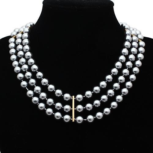 LO2645 Gold Brass Necklace featuring a semi-precious Onyx stone in Jet color, elegantly designed for stylish wear.