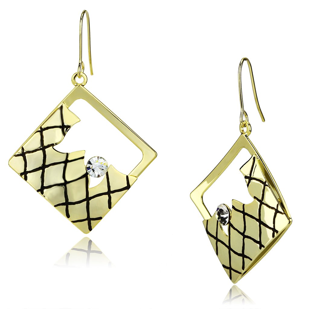 Elegant LO2689 gold iron earrings featuring clear top grade crystals, perfect for any occasion.