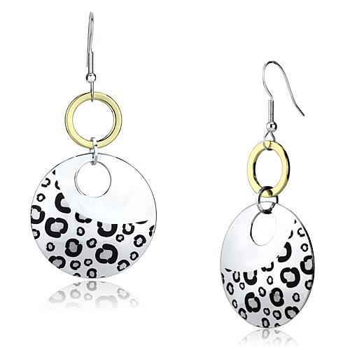 LO2699 Reverse Two-Tone Iron Earrings featuring jet epoxy stones, showcasing a modern design and elegant finish.