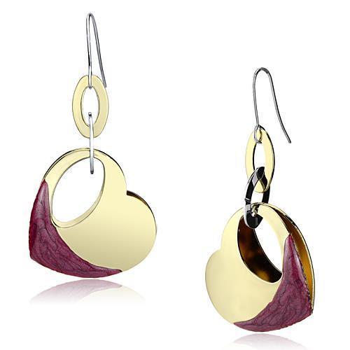 Elegant gold iron earrings featuring vibrant Siam epoxy stone, perfect for any occasion.