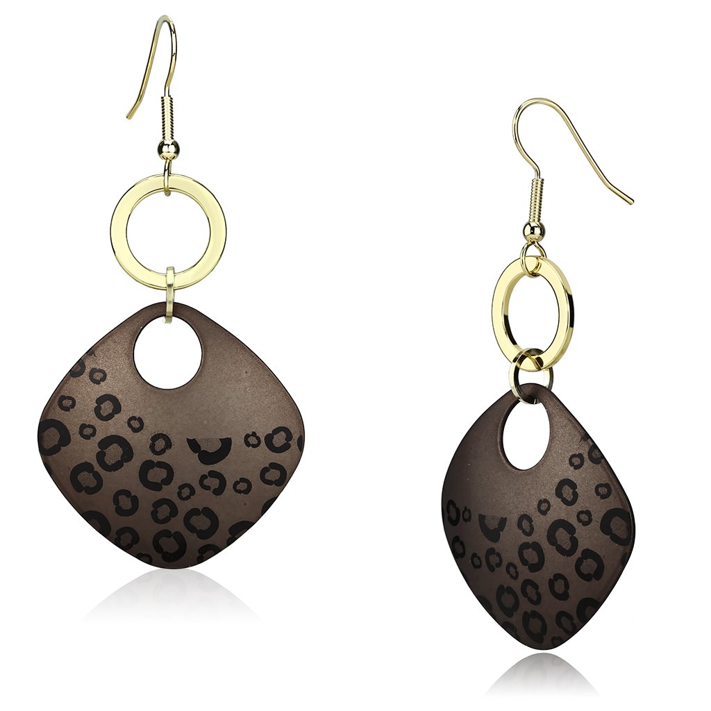 LO2701 Special Color Iron Earrings featuring a jet epoxy stone, showcasing a unique design and elegant finish.