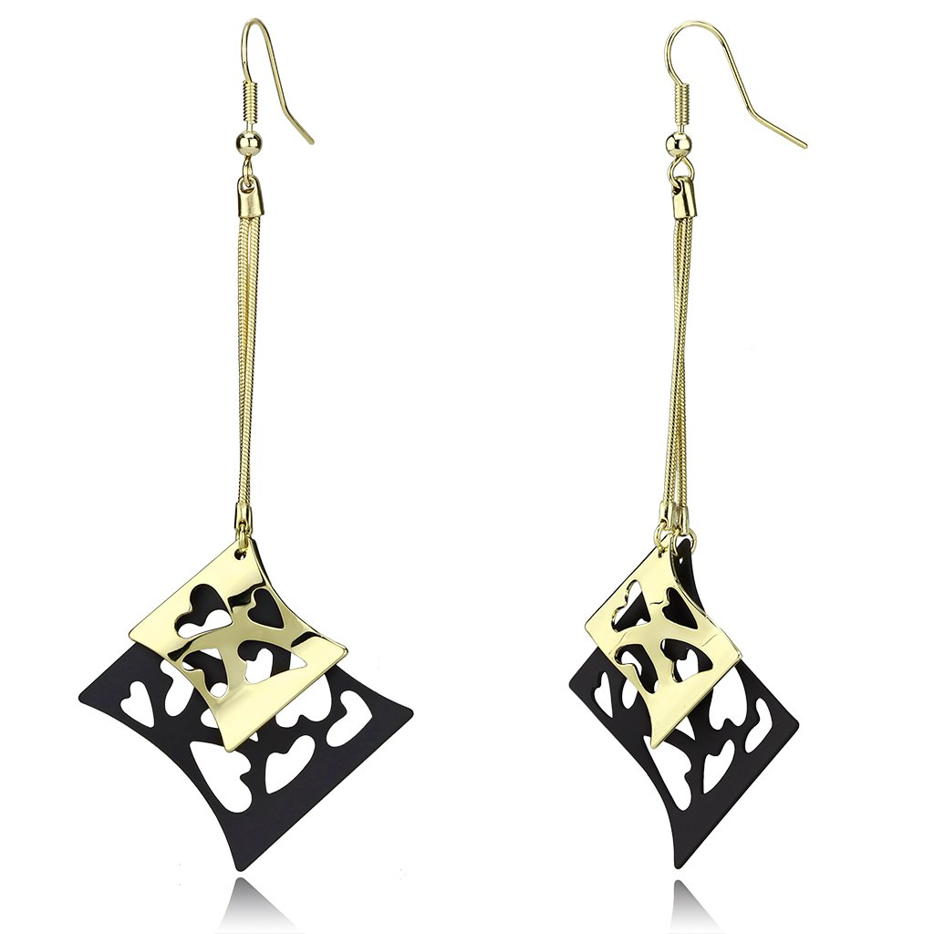 LO2704 Gold and Ruthenium Iron Earrings showcasing a minimalist design with a luxurious finish.