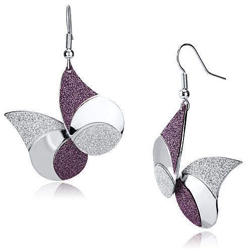 LO2708 Rhodium Iron Earrings showcasing a sleek, minimalist design without stones, perfect for everyday elegance.