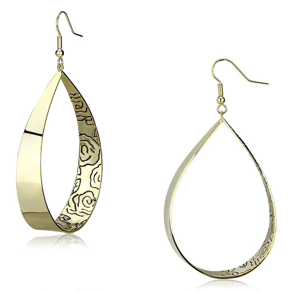 LO2721 Gold Iron Earrings featuring a minimalist design with a luxurious gold finish, perfect for any occasion.