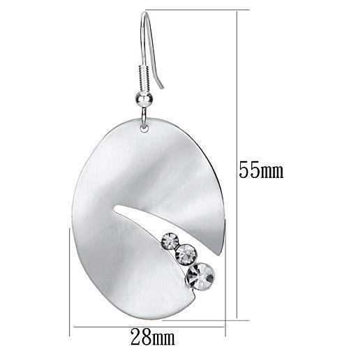 LO2743 Matte Rhodium and Rhodium Iron Earrings featuring a clear top grade crystal centerpiece, elegantly designed for any occasion.