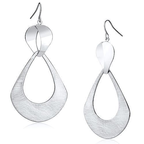 LO2752 Matte Rhodium & Rhodium Iron Earrings showcasing a sleek and elegant design with a matte finish.